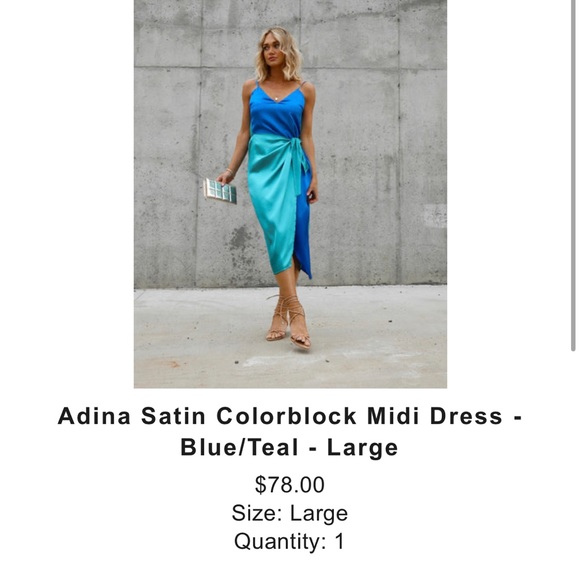 ADINA SATIN COLORBLOCK MIDI DRESS from Vici, size Large. Super cute!!! - Picture 3 of 3